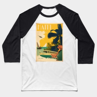 Haiti Vintage Travel Art Poster Baseball T-Shirt